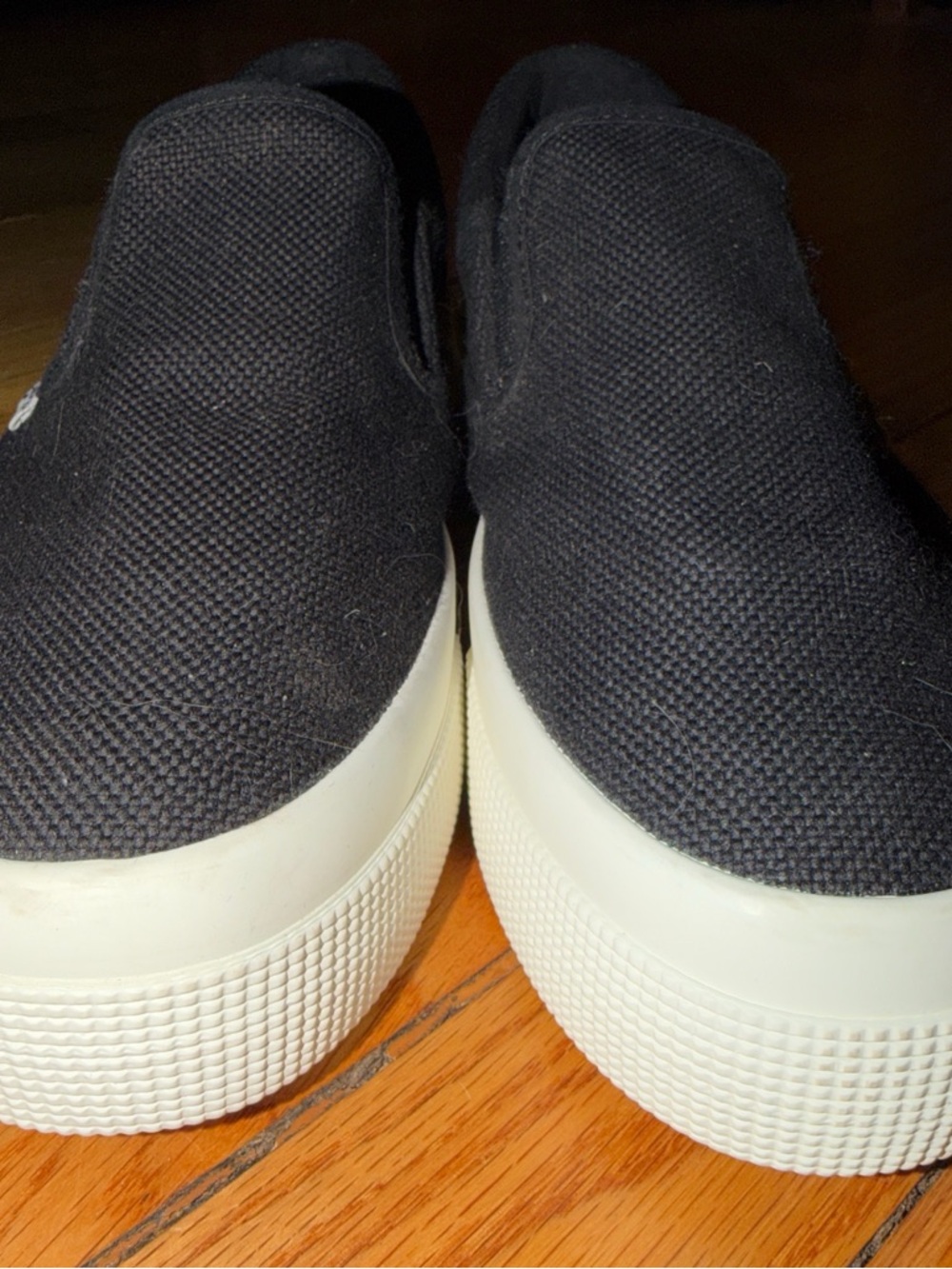 Black Slip-On Canvas Platform Sneakers
